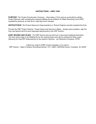 DHEC Form 3589 Project Construction Summary - Equivalency - South Carolina, Page 3