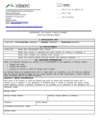 Document preview: Vermont Salvage Yard Permit Application Form - Vermont