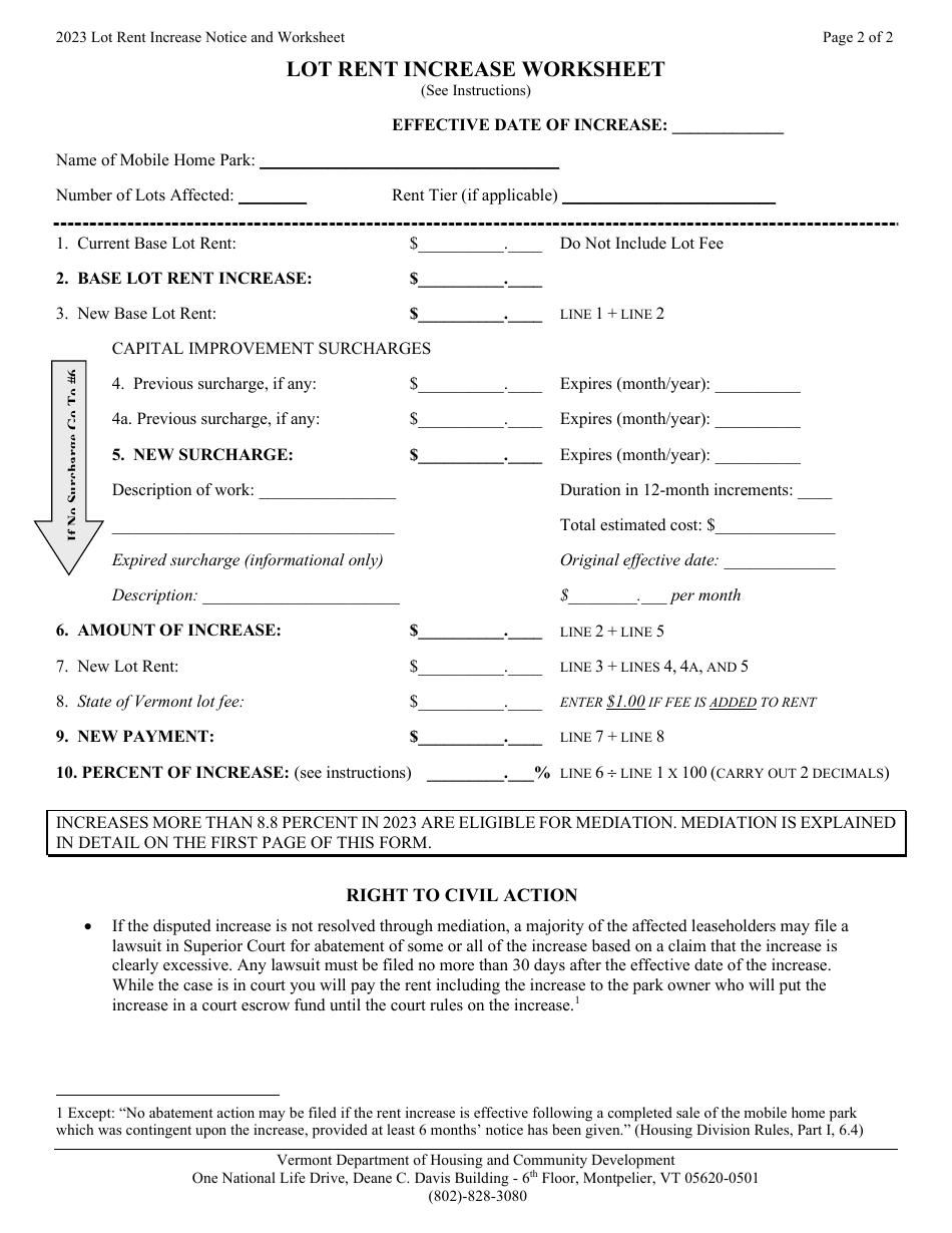 2023-vermont-notice-of-mobile-home-park-lot-rent-increase-fill-out