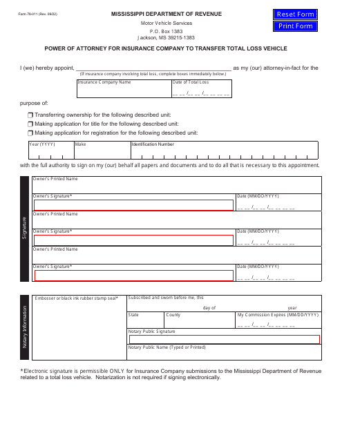 Form 78-011  Printable Pdf