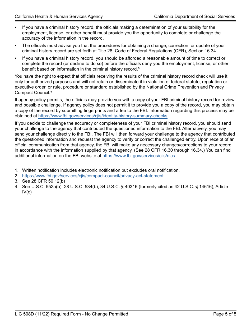 Form LIC508D Out-of-State Disclosure  Criminal Record Statement - California, Page 5