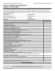 Document preview: Form LIC9119 CCH Facility Inspection Checklist - Community Crisis Homes - California