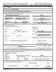Form LIC9163B Request for Live Scan Service - Long Term Care Ombudsman - California