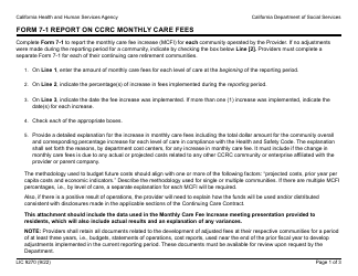 Document preview: Form 7-1 (LIC9270) Report on Ccrc Monthly Care Fees - California