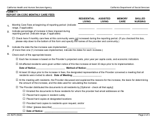 Form 7-1 (LIC9270) Report on Ccrc Monthly Care Fees - California, Page 2