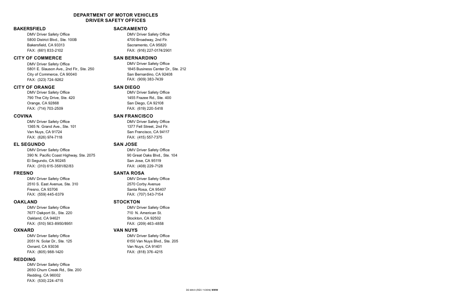 Form DS699 A Self Referral for Reevaluation of Driving Skill - California, Page 2