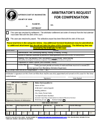 Document preview: Arbitrator's Request for Compensation - King County, Washington