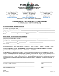 Transfer or Addition of an Immediate Family Member to Personal Use Cabin Permit (Pucp) - Alaska