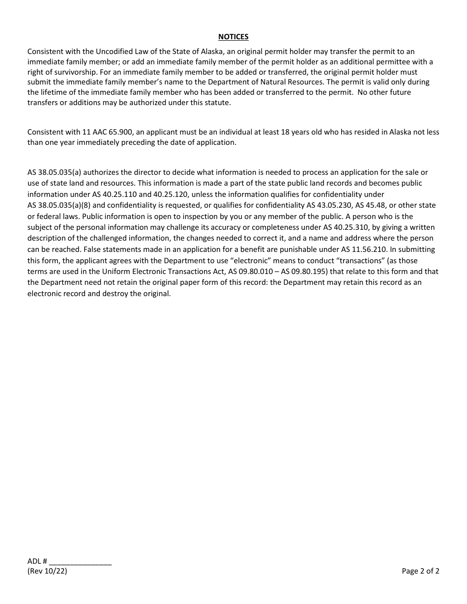 Transfer or Addition of an Immediate Family Member to Personal Use Cabin Permit (Pucp) - Alaska, Page 2
