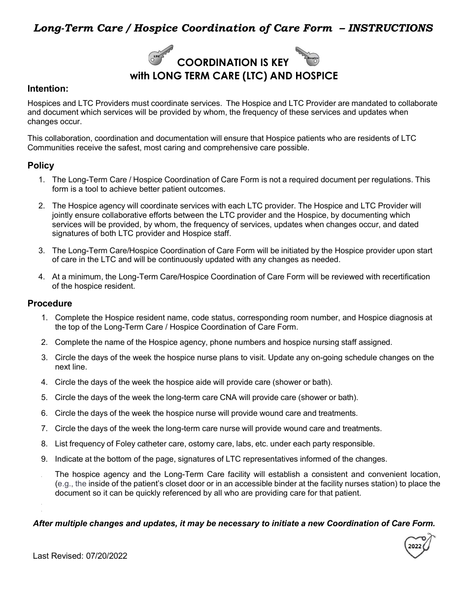 Long-Term Care / Hospice Coordination of Care Form - Missouri, Page 2