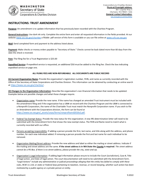 Charitable Trust Amendment - Washington Download Pdf