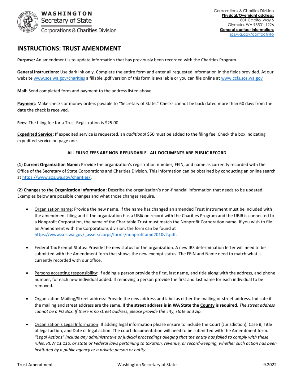 Charitable Trust Amendment - Washington, Page 1