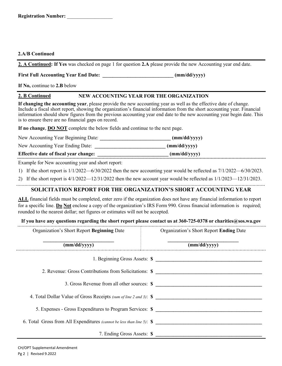 Haritable Organization and Chartiable Optional Supplemental Amendment - Washington, Page 2