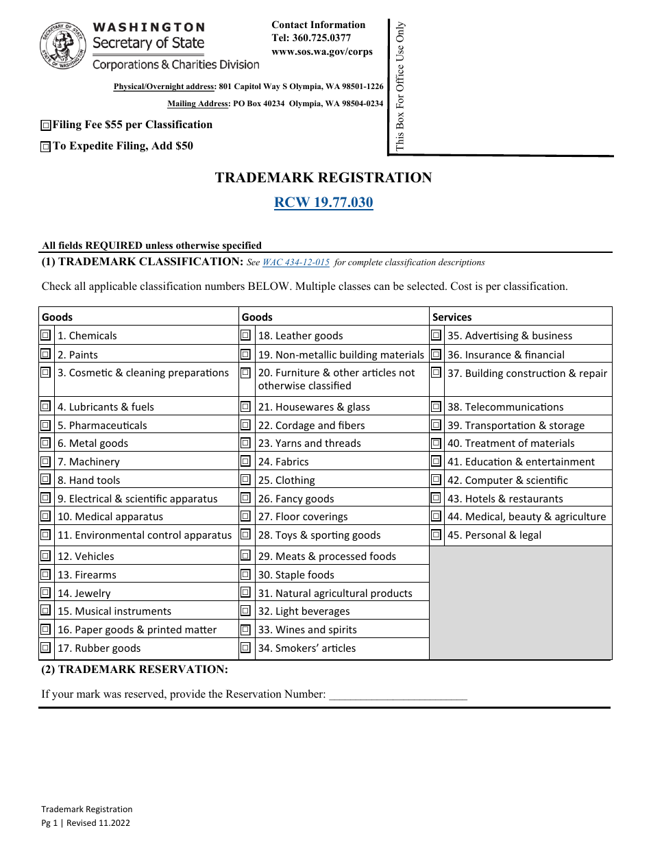 Trademark Registration - Washington, Page 3