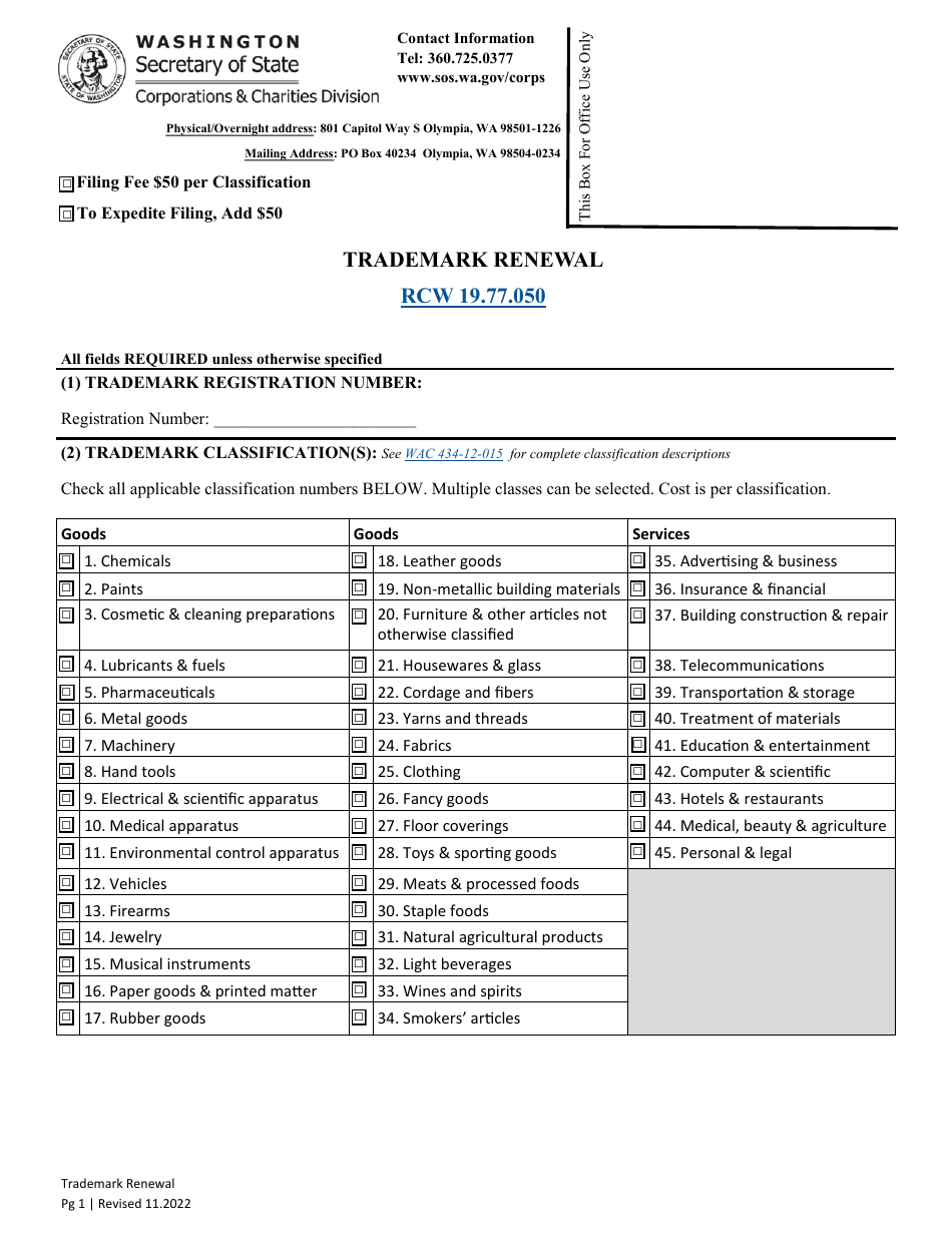 Trademark Renewal - Washington, Page 3