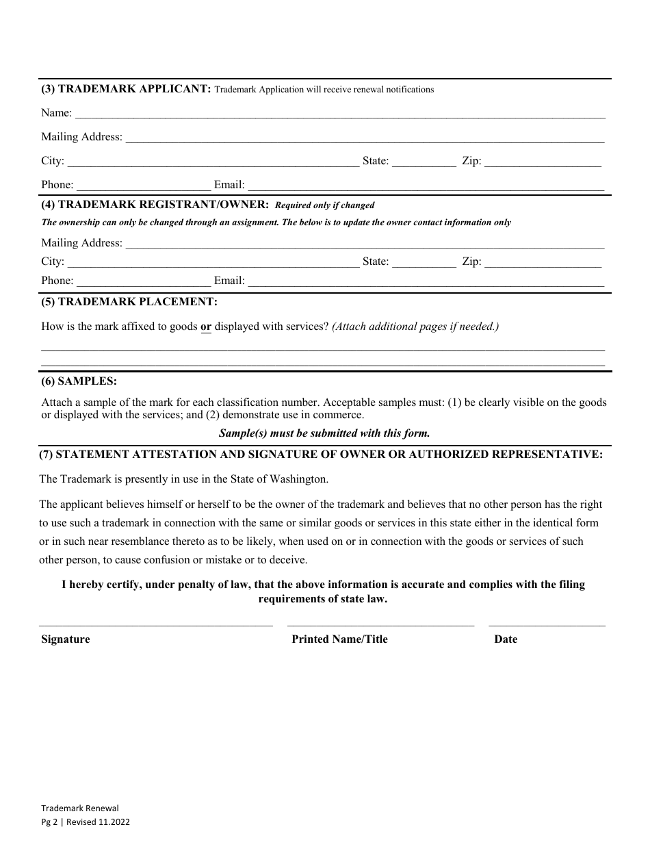 Trademark Renewal - Washington, Page 4