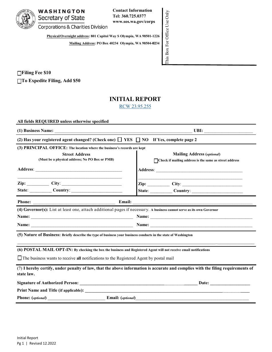 Washington initial report fill out sign online and download pdf