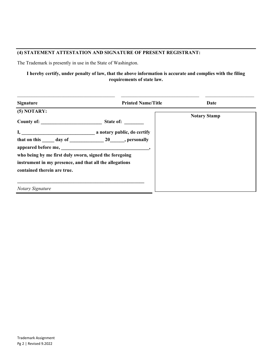 Trademark Assignment - Washington, Page 3