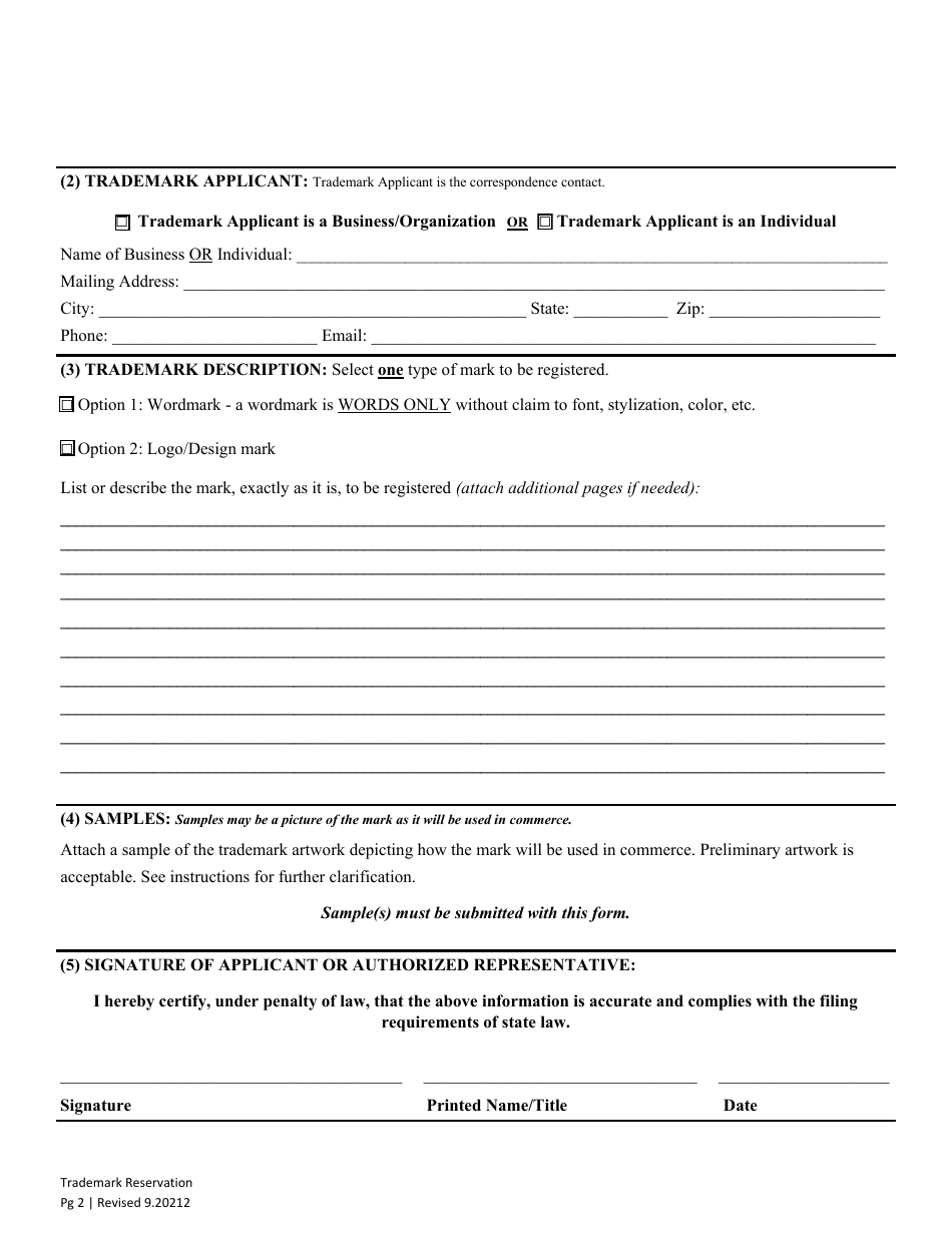 Trademark Reservation - Washington, Page 4