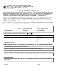 Document preview: Form SFN58618 Request for Complaint Investigation - North Dakota