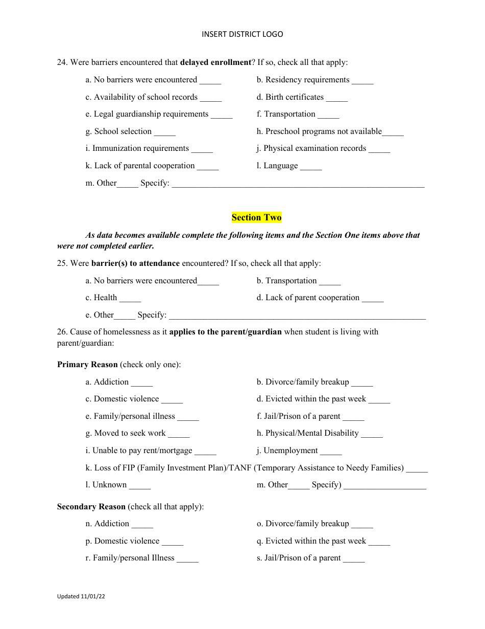 North Dakota Individual Student Needs Assessment Form - Preschool and ...