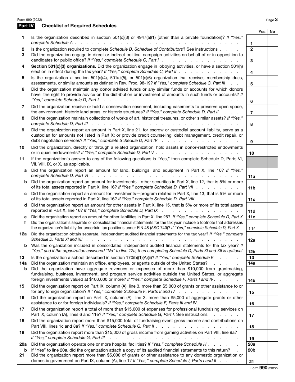 IRS Form 990 Return of Organization Exempt From Income Tax, Page 3