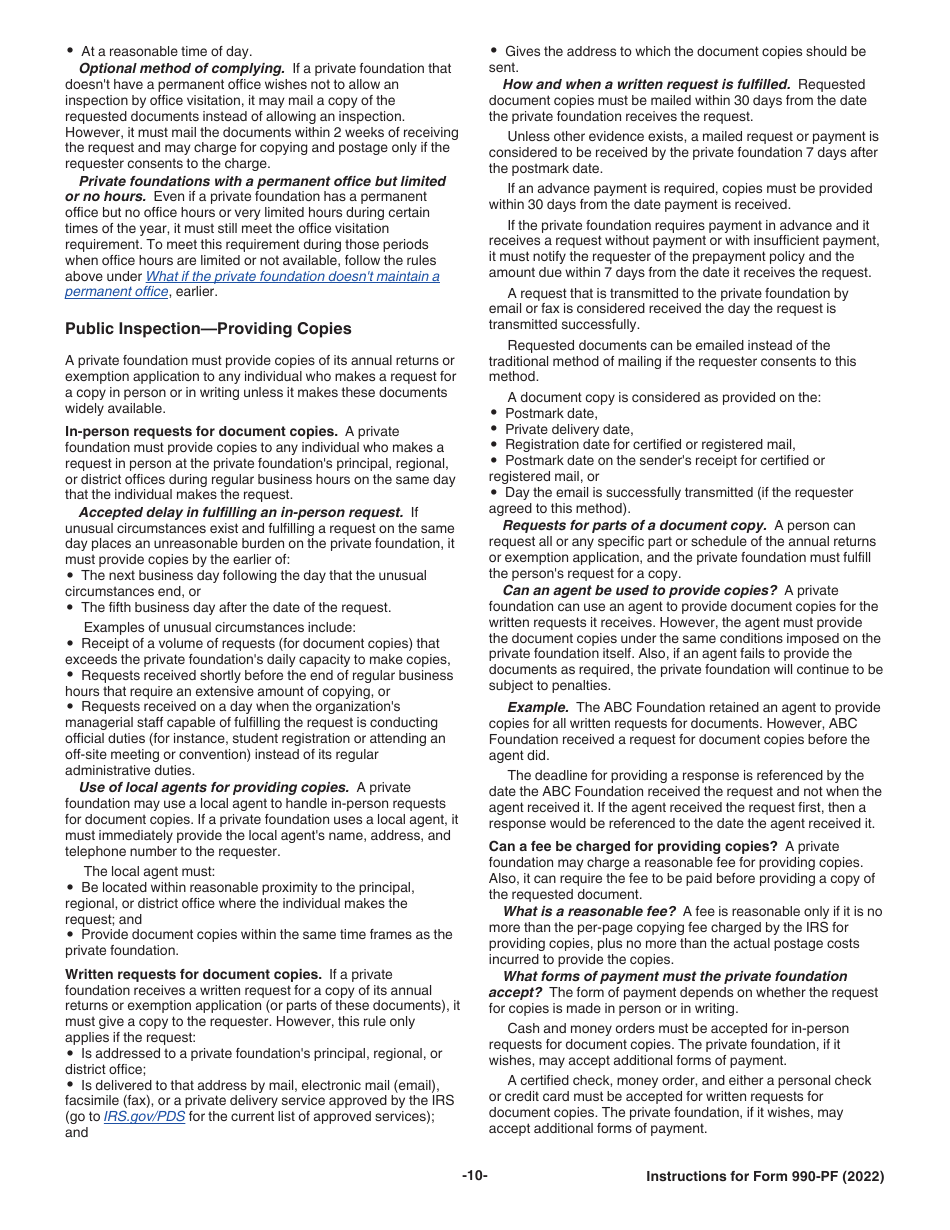 Instructions for IRS Form 990-PF Return of Private Foundation or Section 4947(A)(1) Nonexempt Charitable Trust Treated as a Private Foundation, Page 10