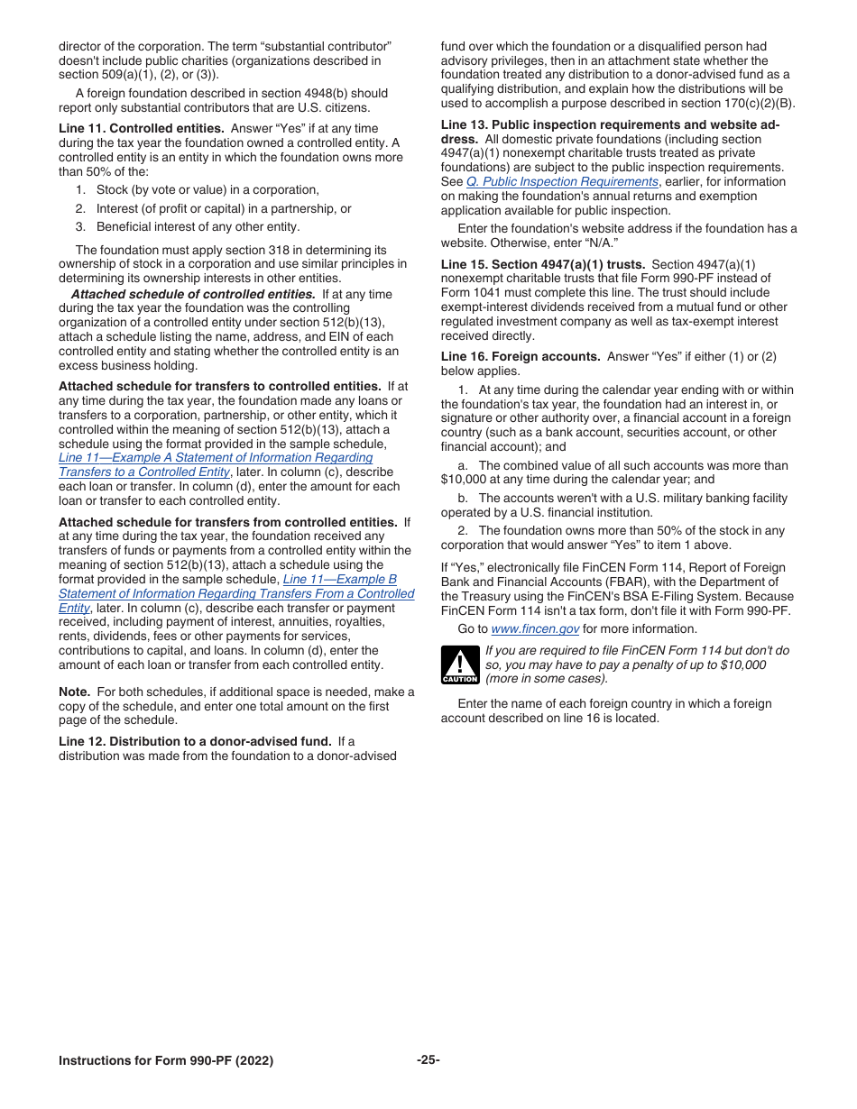 Instructions for IRS Form 990-PF Return of Private Foundation or Section 4947(A)(1) Nonexempt Charitable Trust Treated as a Private Foundation, Page 25