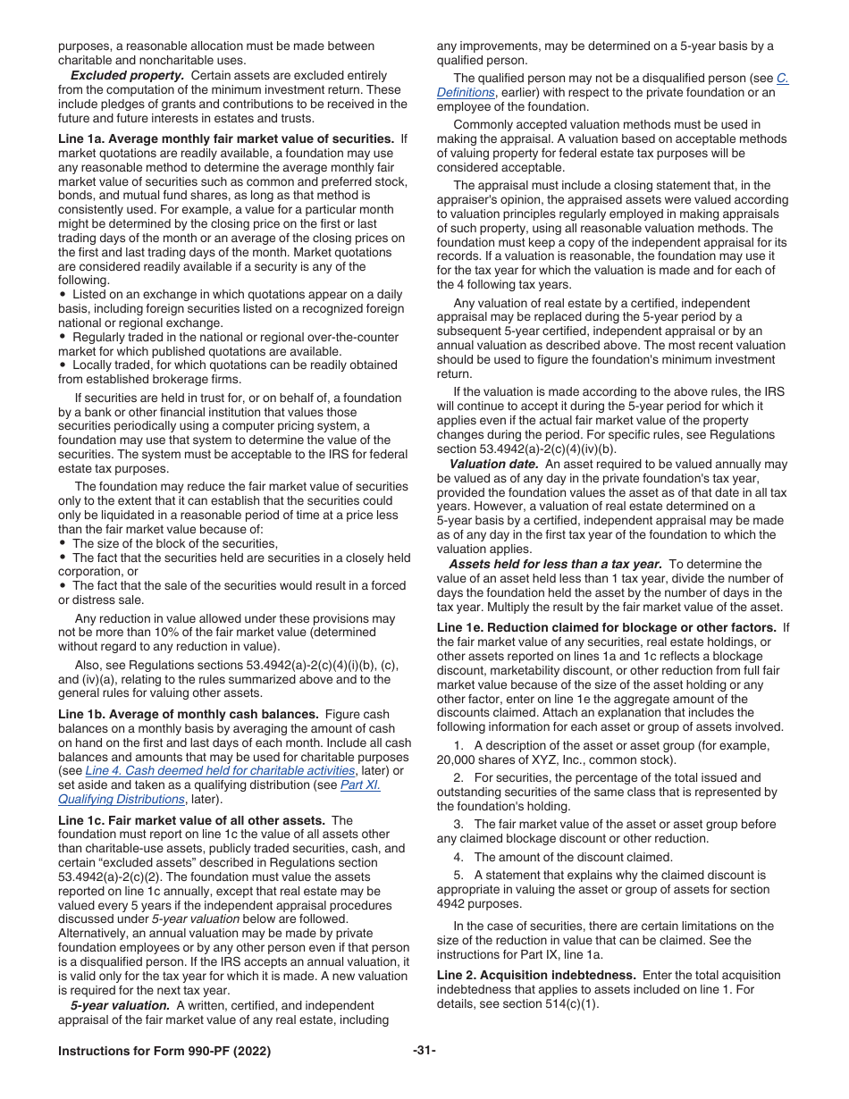 Instructions for IRS Form 990-PF Return of Private Foundation or Section 4947(A)(1) Nonexempt Charitable Trust Treated as a Private Foundation, Page 31