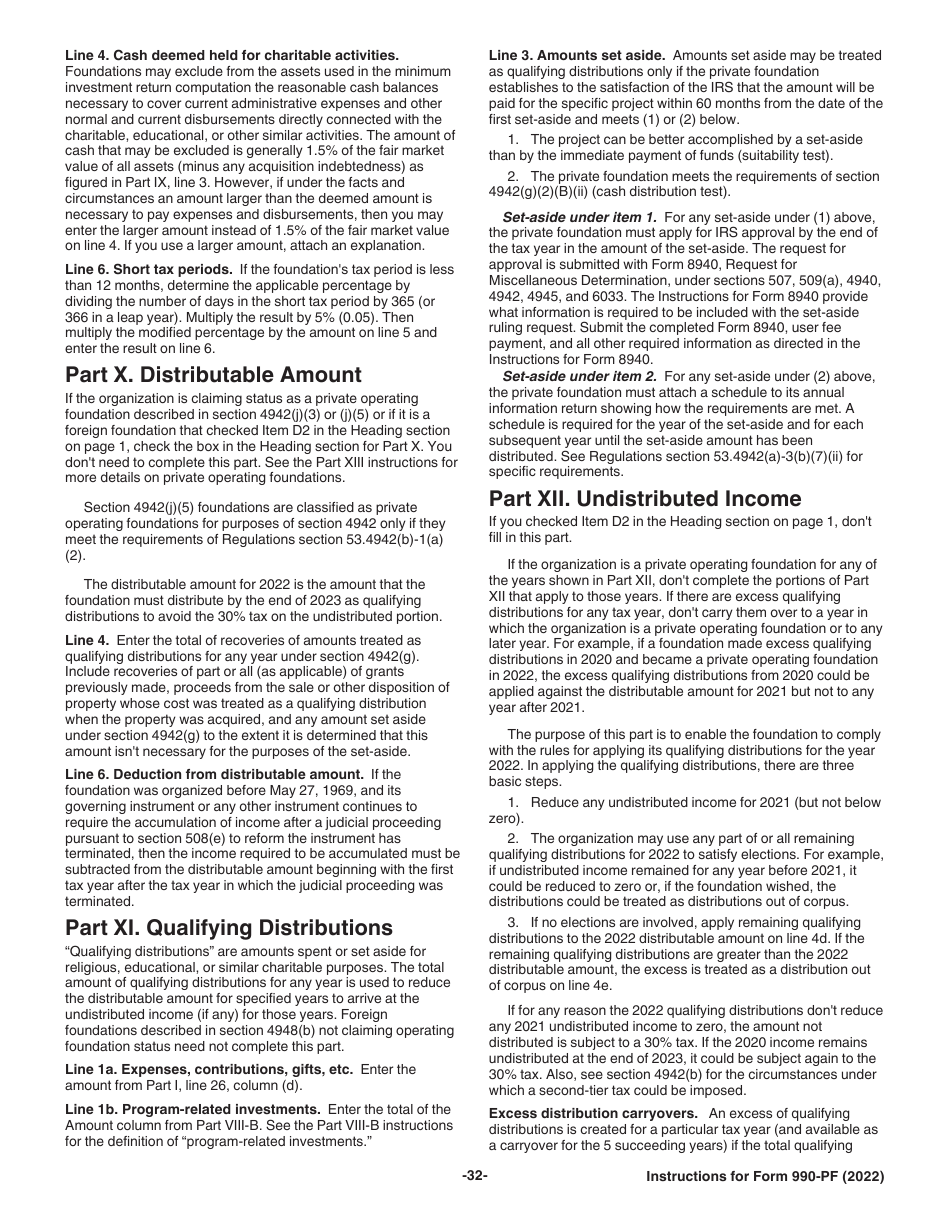 Instructions for IRS Form 990-PF Return of Private Foundation or Section 4947(A)(1) Nonexempt Charitable Trust Treated as a Private Foundation, Page 32