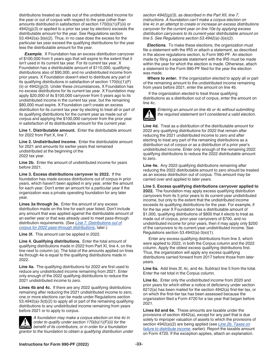 Instructions for IRS Form 990-PF Return of Private Foundation or Section 4947(A)(1) Nonexempt Charitable Trust Treated as a Private Foundation, Page 33