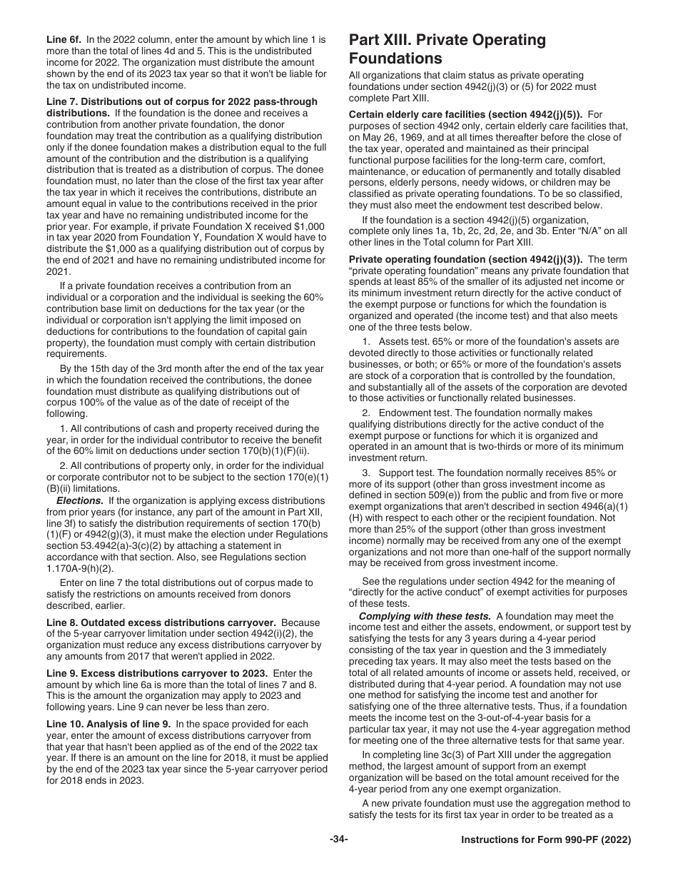 Instructions for IRS Form 990-PF Return of Private Foundation or Section 4947(A)(1) Nonexempt Charitable Trust Treated as a Private Foundation, Page 34