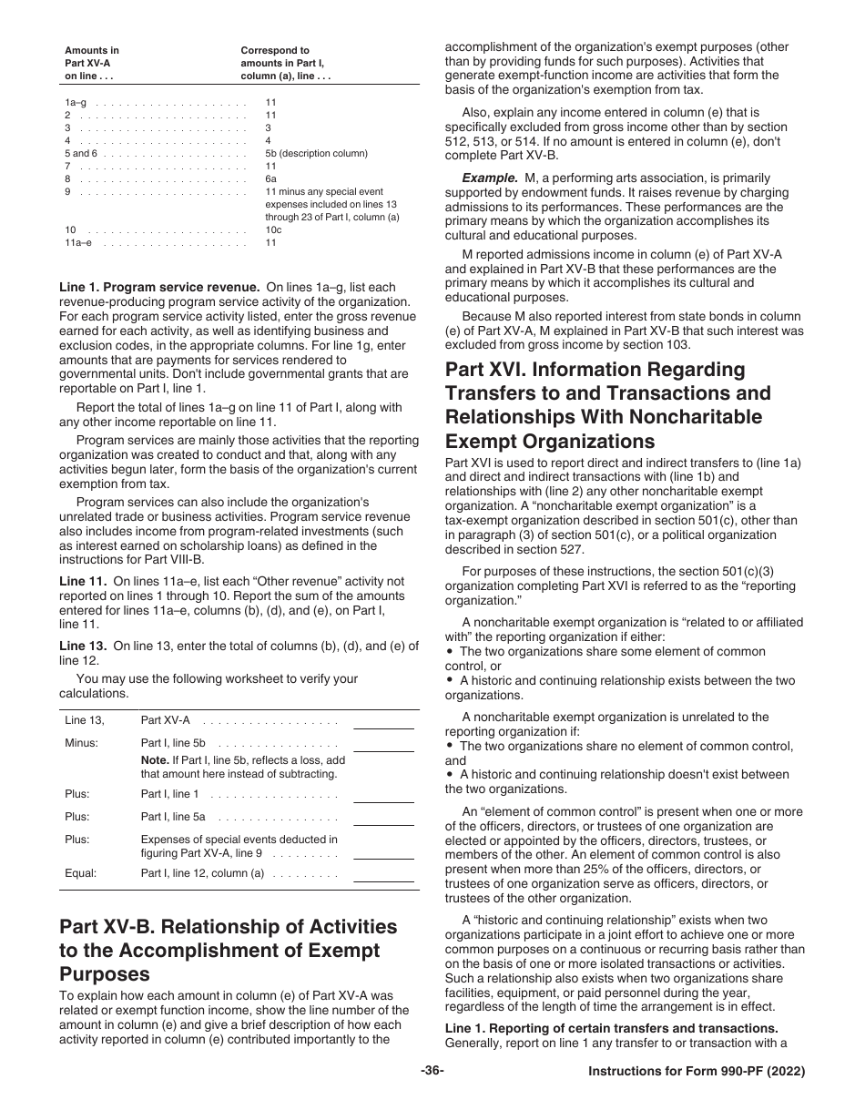 Instructions for IRS Form 990-PF Return of Private Foundation or Section 4947(A)(1) Nonexempt Charitable Trust Treated as a Private Foundation, Page 36