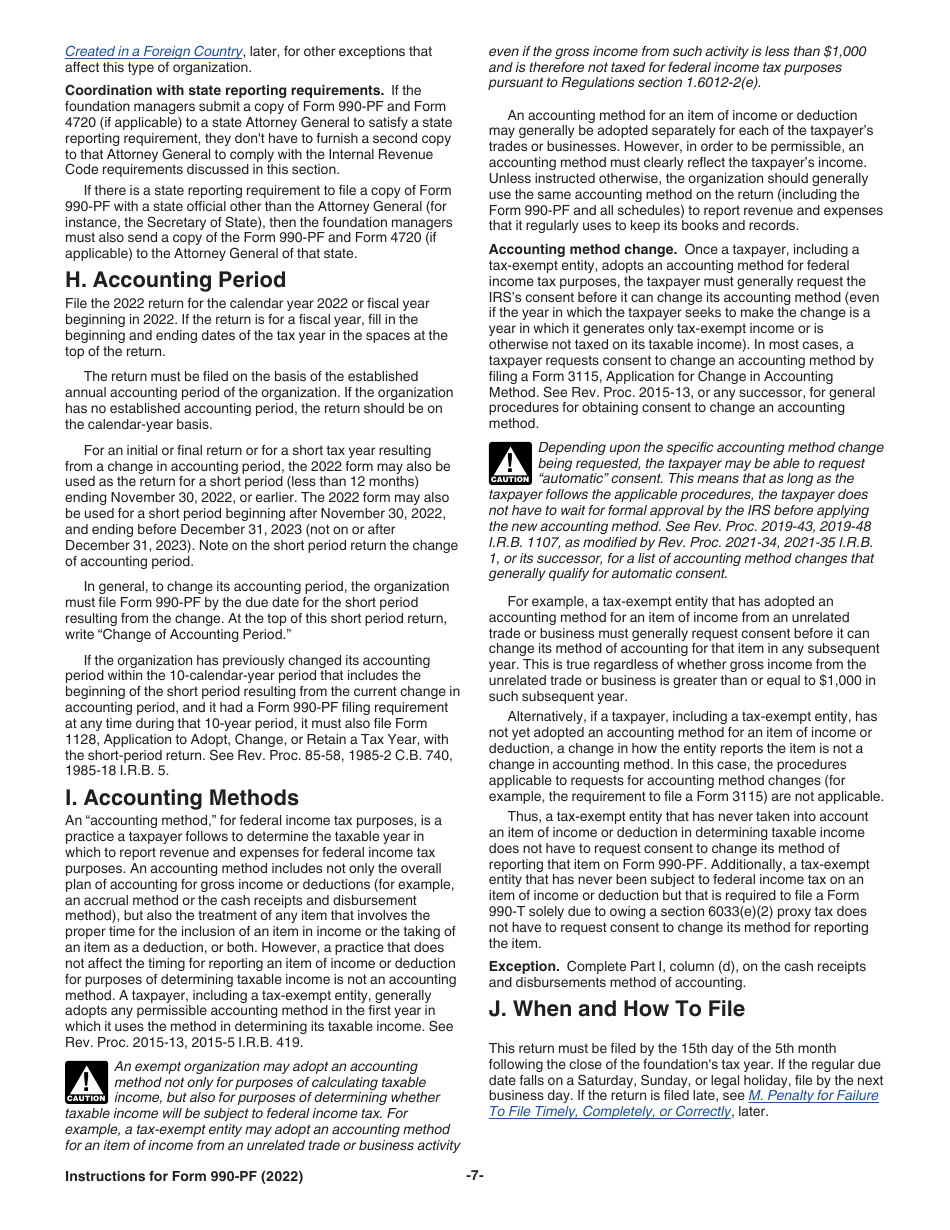 Instructions for IRS Form 990-PF Return of Private Foundation or Section 4947(A)(1) Nonexempt Charitable Trust Treated as a Private Foundation, Page 7