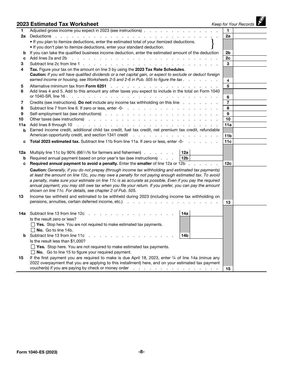 IRS Form 1040-ES Estimated Tax for Individuals, Page 8