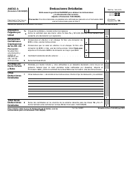 Document preview: IRS Formulario 1040-NR(SP) Anexo A Deducciones Detalladas (Spanish), 2022