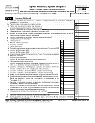 Document preview: IRS Formulario 1040(SP) Anexo 1 Ingreso Adicional Y Ajustes Al Ingreso (Spanish)