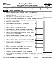 Document preview: IRS Formulario 1040(SP) Anexo 3 Creditos Y Pagos Adicionales (Spanish), 2022