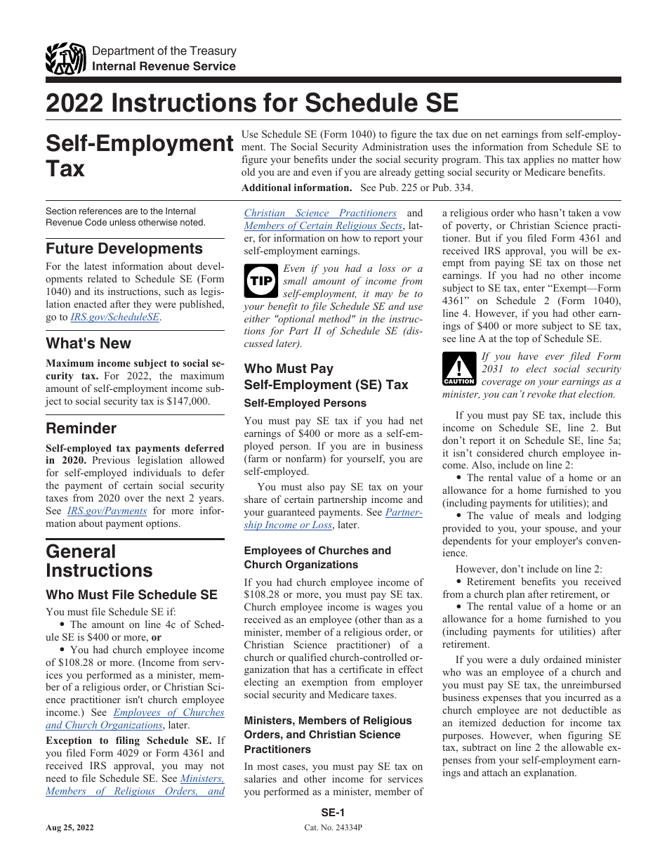 Instructions for Schedule SE Self-employment Tax, Page 1