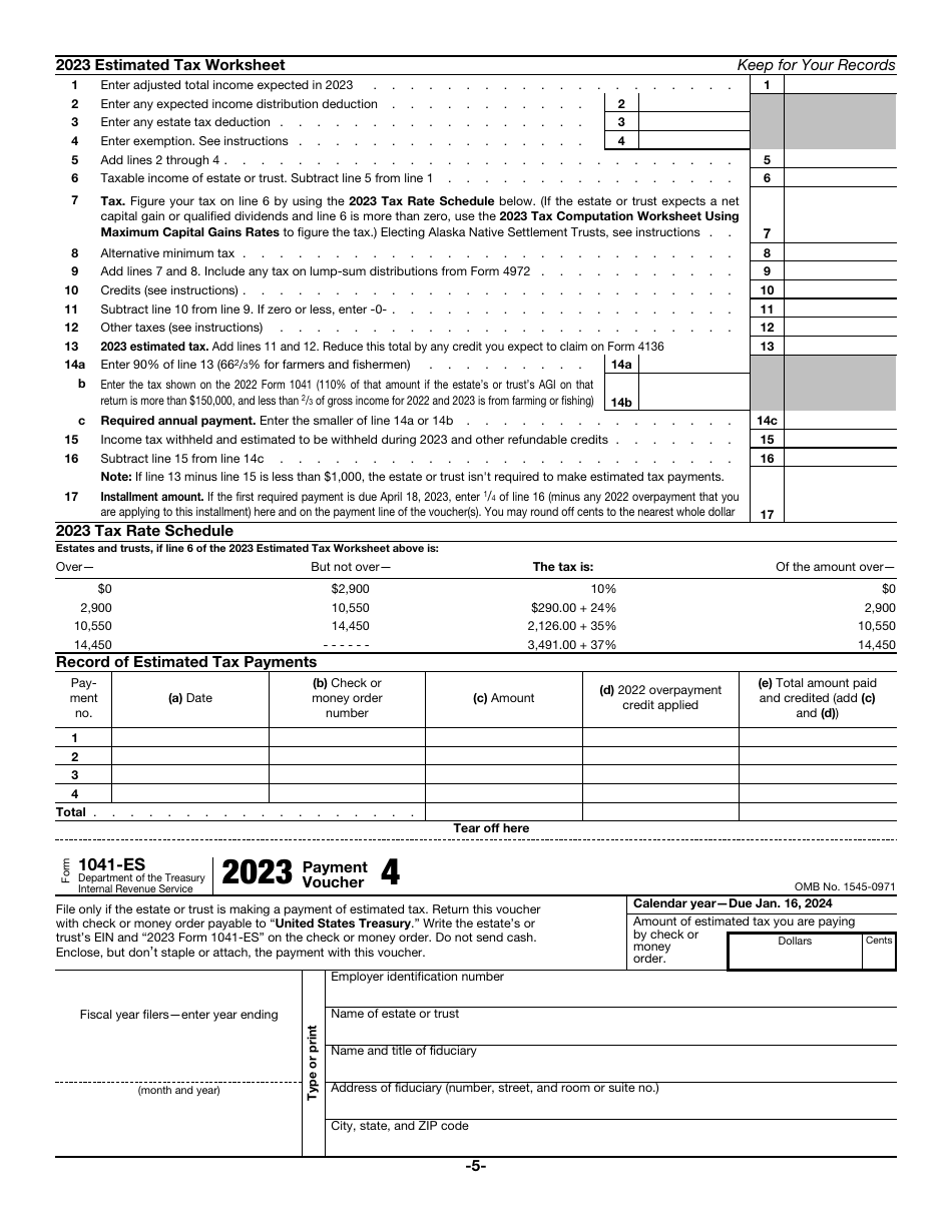 IRS Form 1041-ES Estimated Income Tax for Estates and Trusts, Page 5