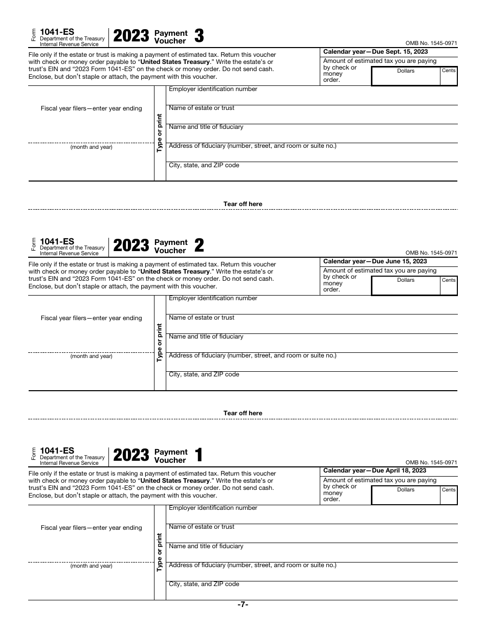 IRS Form 1041ES Download Fillable PDF or Fill Online Estimated
