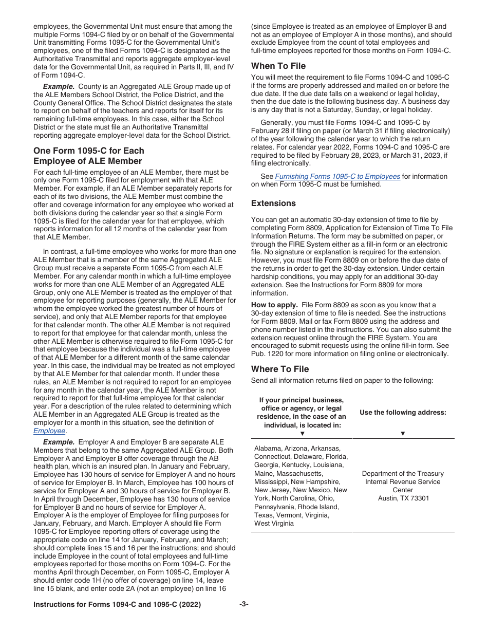 Instructions for IRS Form 1094-C, 1095-C, Page 3