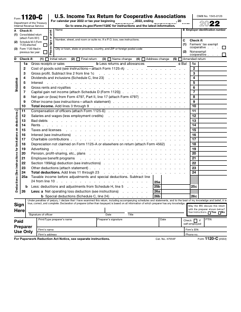 IRS Form 1120-C 2022 Printable Pdf
