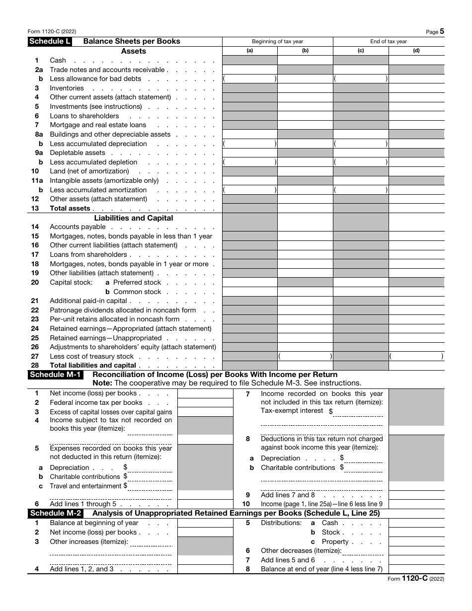 IRS Form 1120-C U.S. Income Tax Return for Cooperative Associations, Page 5
