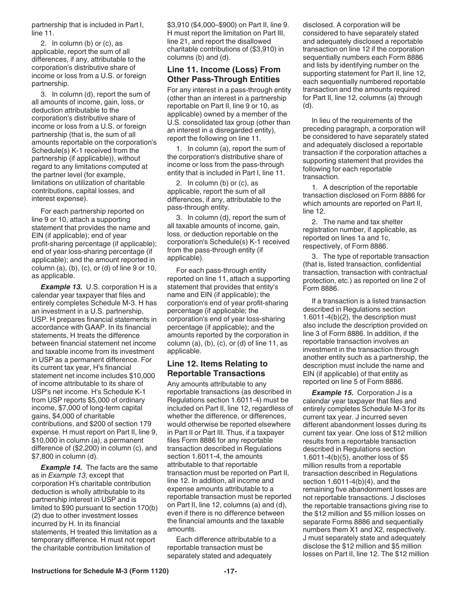 Instructions for IRS Form 1120 Schedule M-3 Net Income (Loss) Reconciliation for Corporations With Total Assets of $10 Million or More, Page 17