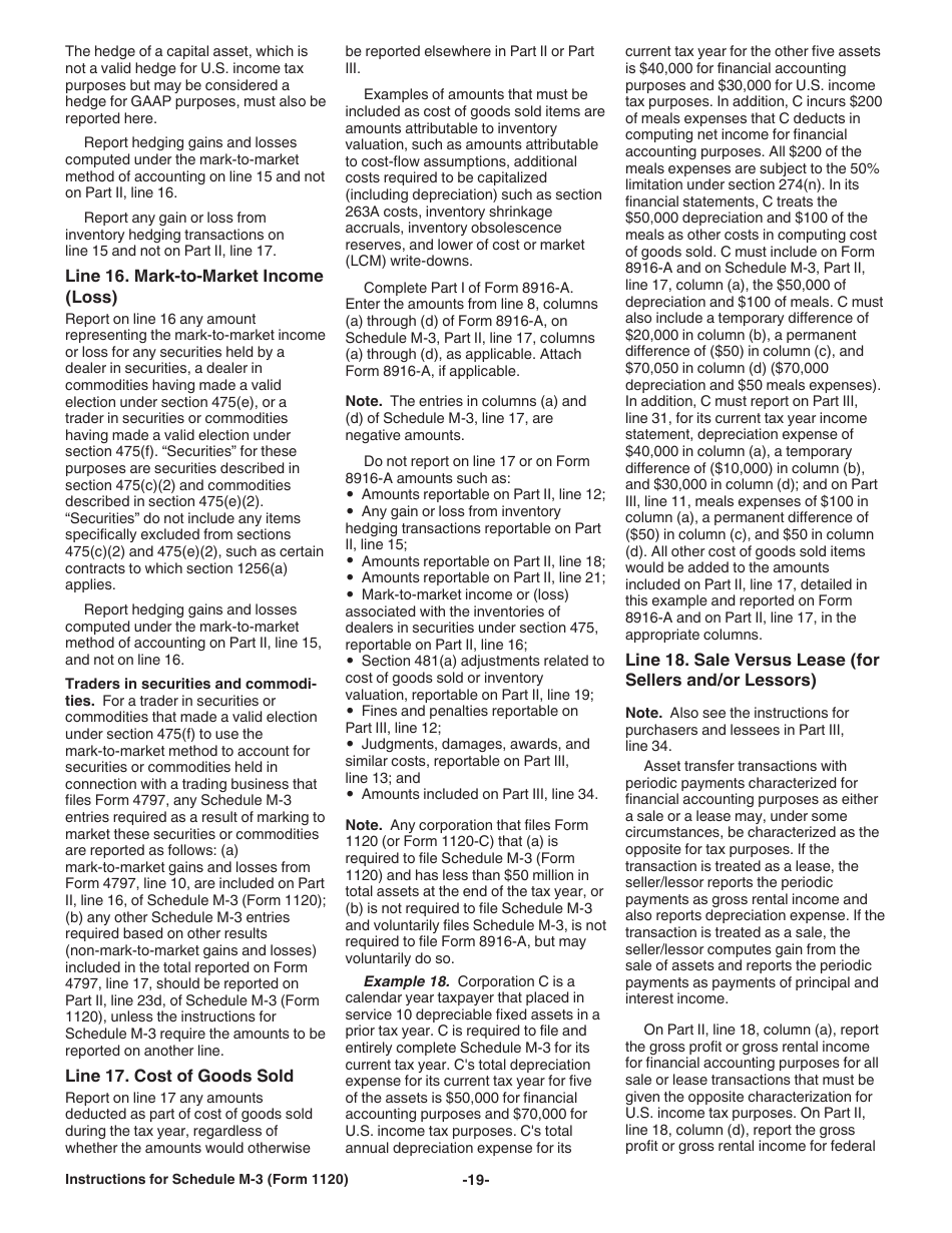 Instructions for IRS Form 1120 Schedule M-3 Net Income (Loss) Reconciliation for Corporations With Total Assets of $10 Million or More, Page 19