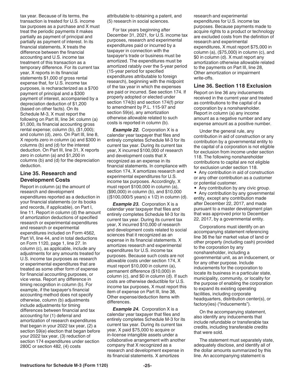 Instructions for IRS Form 1120 Schedule M-3 Net Income (Loss) Reconciliation for Corporations With Total Assets of $10 Million or More, Page 25
