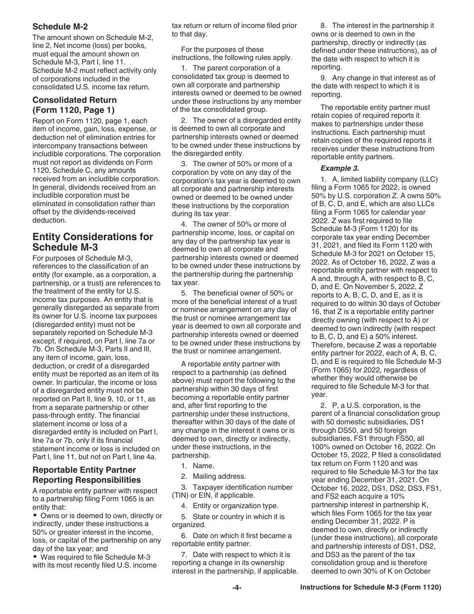 Instructions for IRS Form 1120 Schedule M-3 Net Income (Loss) Reconciliation for Corporations With Total Assets of $10 Million or More, Page 4