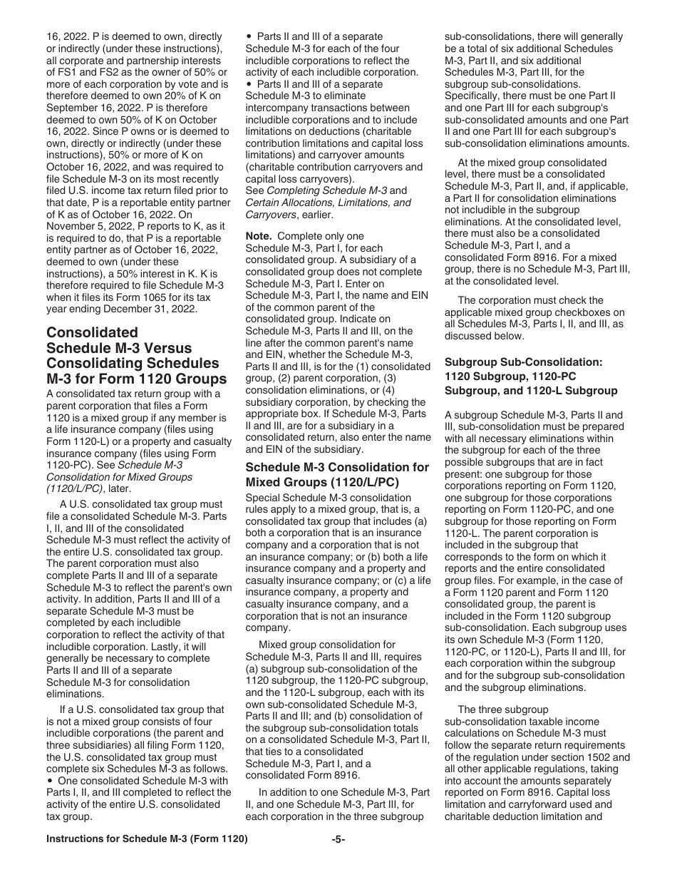 Instructions for IRS Form 1120 Schedule M-3 Net Income (Loss) Reconciliation for Corporations With Total Assets of $10 Million or More, Page 5