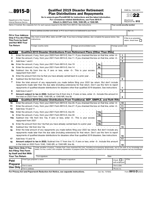 IRS Form 8915-D 2022 Printable Pdf
